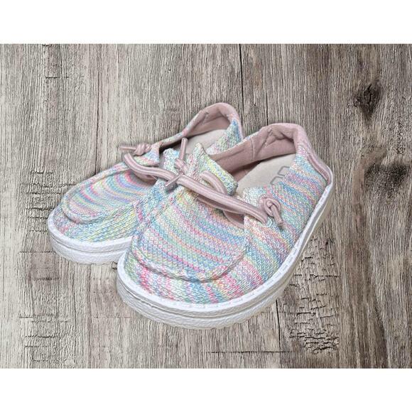 Hey Dude striped multicolored kids loafers size 6 - Picture 2 of 5
